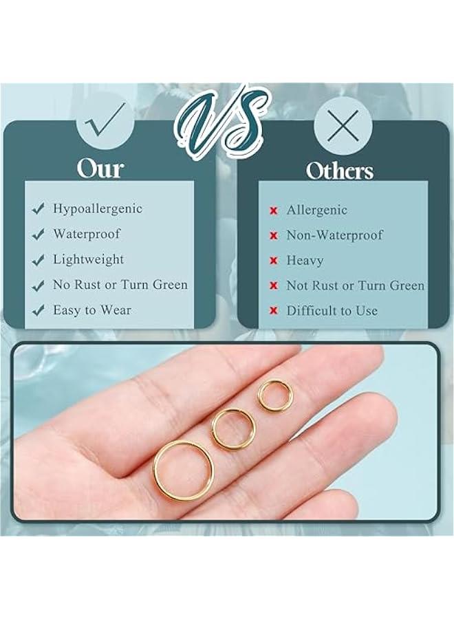 8 Pcs 16G 316L Surgical Steel Nose Rings Hoops Septum Rings Lip Rings Hypoallergenic Nose Clicker Ring Tragus Helix Cartilage Daith Rook Sleeper Earring Body Piercing Jewerly for Women Men - Image 2